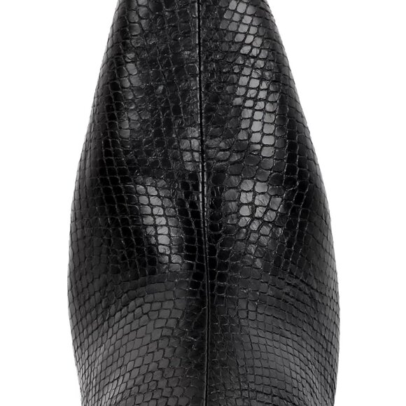 SMASH Shoes Women's Fallon Knee High Slouch Black Snake Dress Boots - Wide Calf - Picture 4 of 5